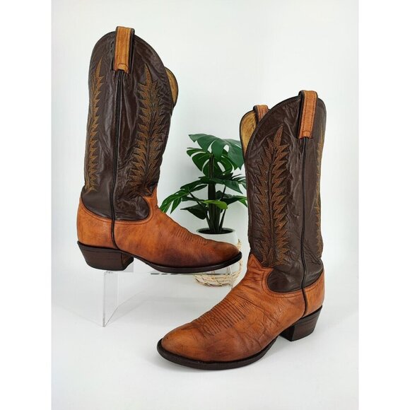 Tony Lama Men's Brown Leather Western Boots Size 9.5D US - Picture 1 of 10